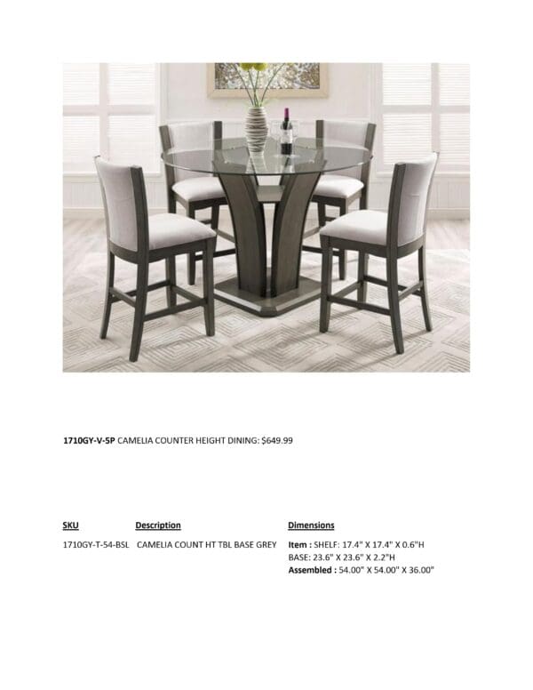 CAMELIA COUNTER HEIGHT DINETTE SET