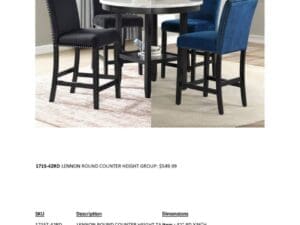 Lennon round counter height table and chairs.