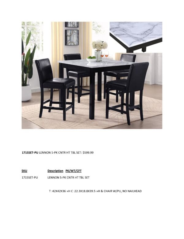 LENNON COUNTER HIEIGHT DINETTE SET