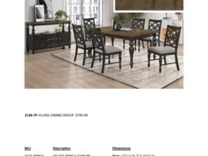 Hilara dining group with bench and table.