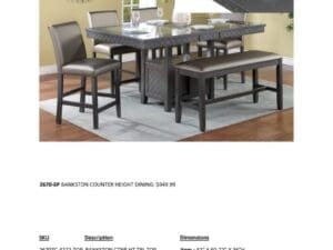 Gray counter height dining set with bench.