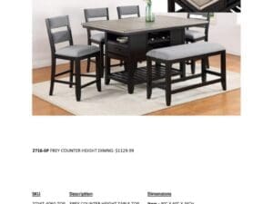 Grey counter height dining set with bench.