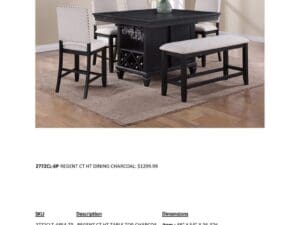 Charcoal kitchen island table set