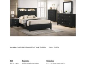 Black queen bedroom set with headboard.