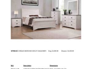 Coralee queen bedroom set in chalk/grey.