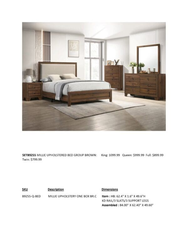 MILLIE UPHOLSTERED BEDROOM SET