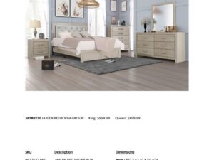 Jaylen bedroom group, king and queen beds.