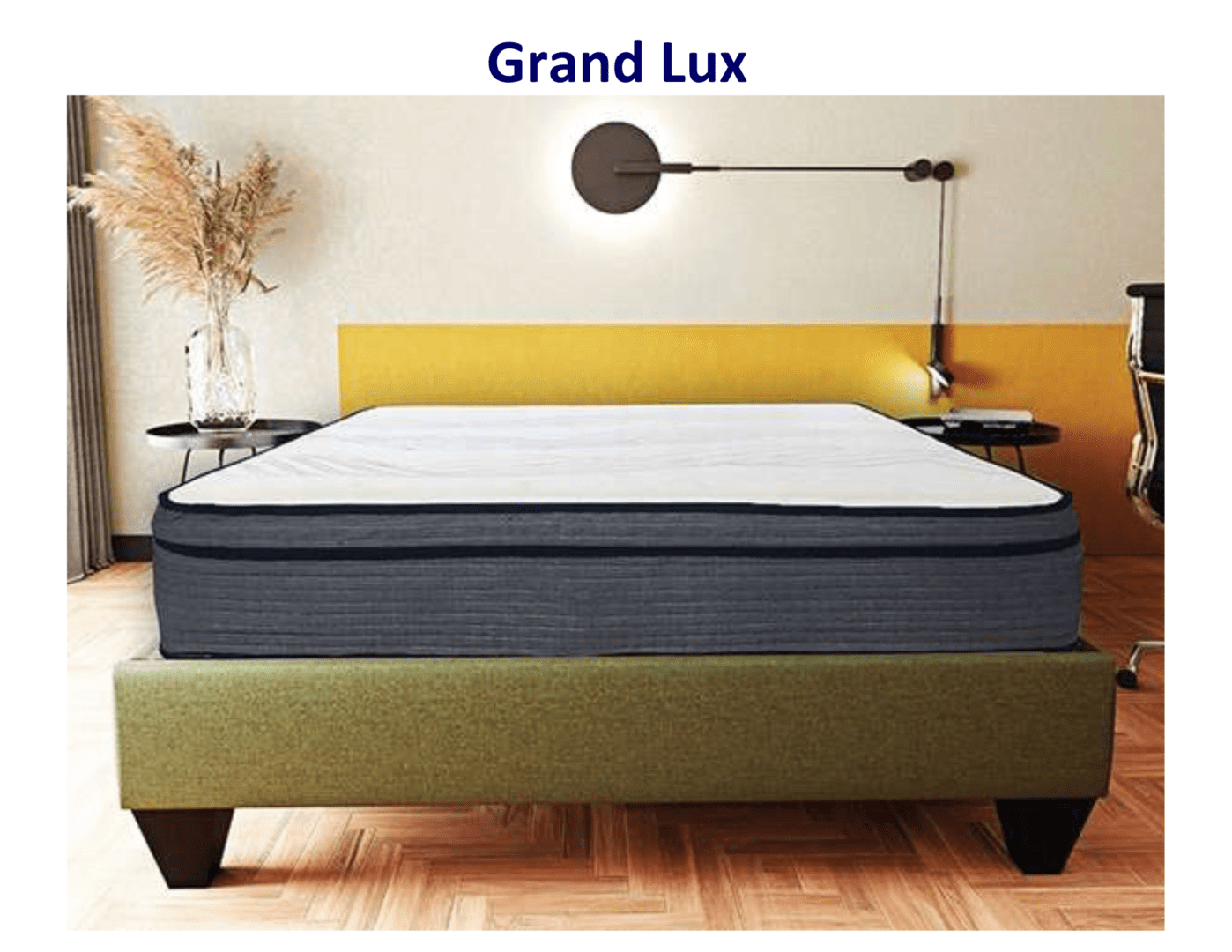 Grand Lux mattress on bed frame.