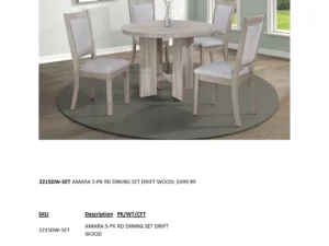 Driftwood 5-piece round dining set