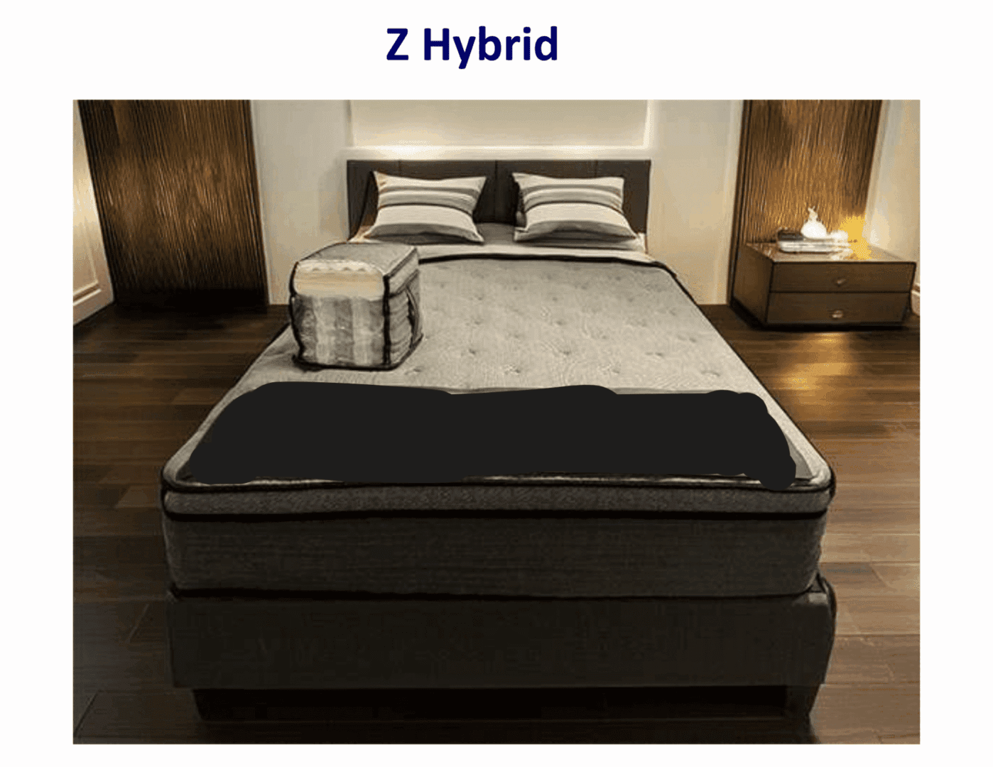 Z Hybrid mattress on bed frame.