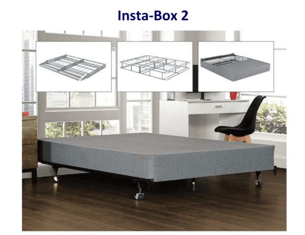 Insta-Box 2: Grey fabric bed frame.