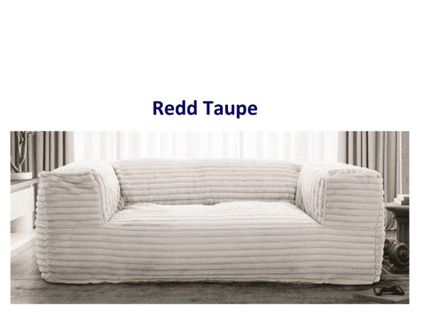 Taupe corduroy sofa.