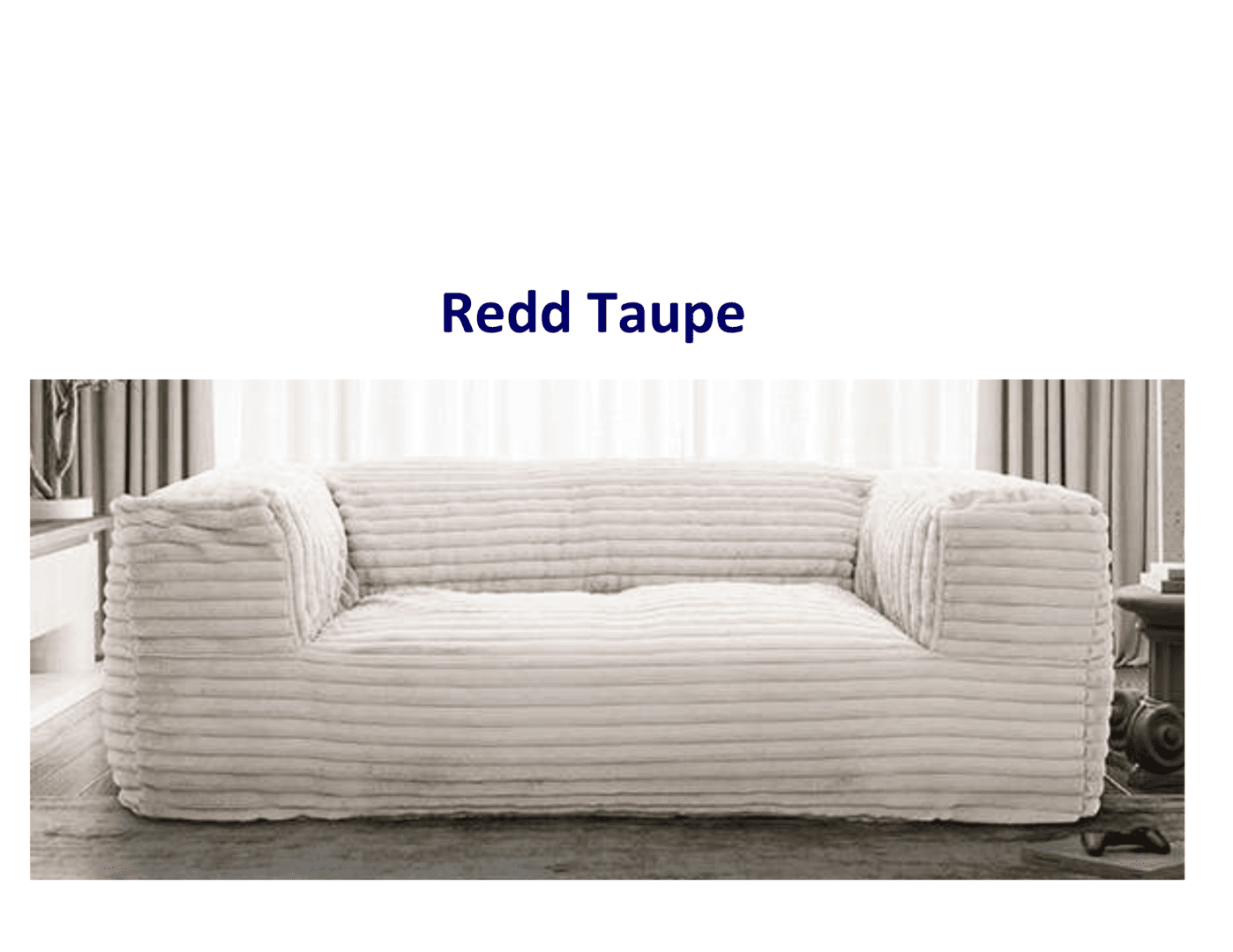 Taupe corduroy sofa.