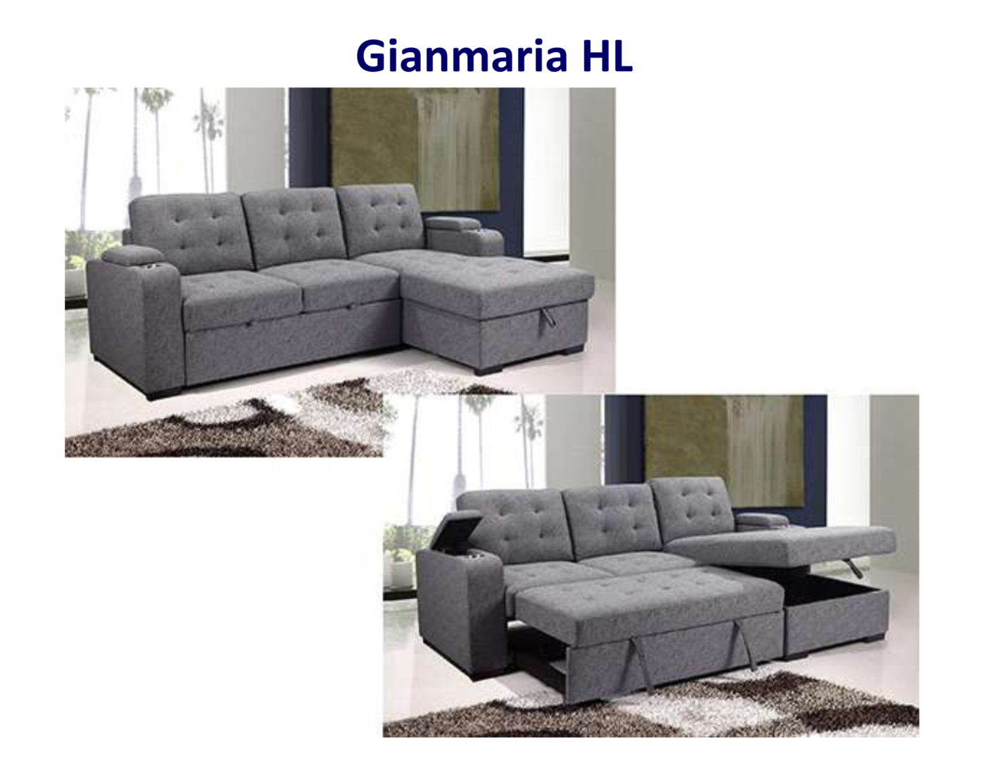 Gianmaria HL gray sectional sofa.