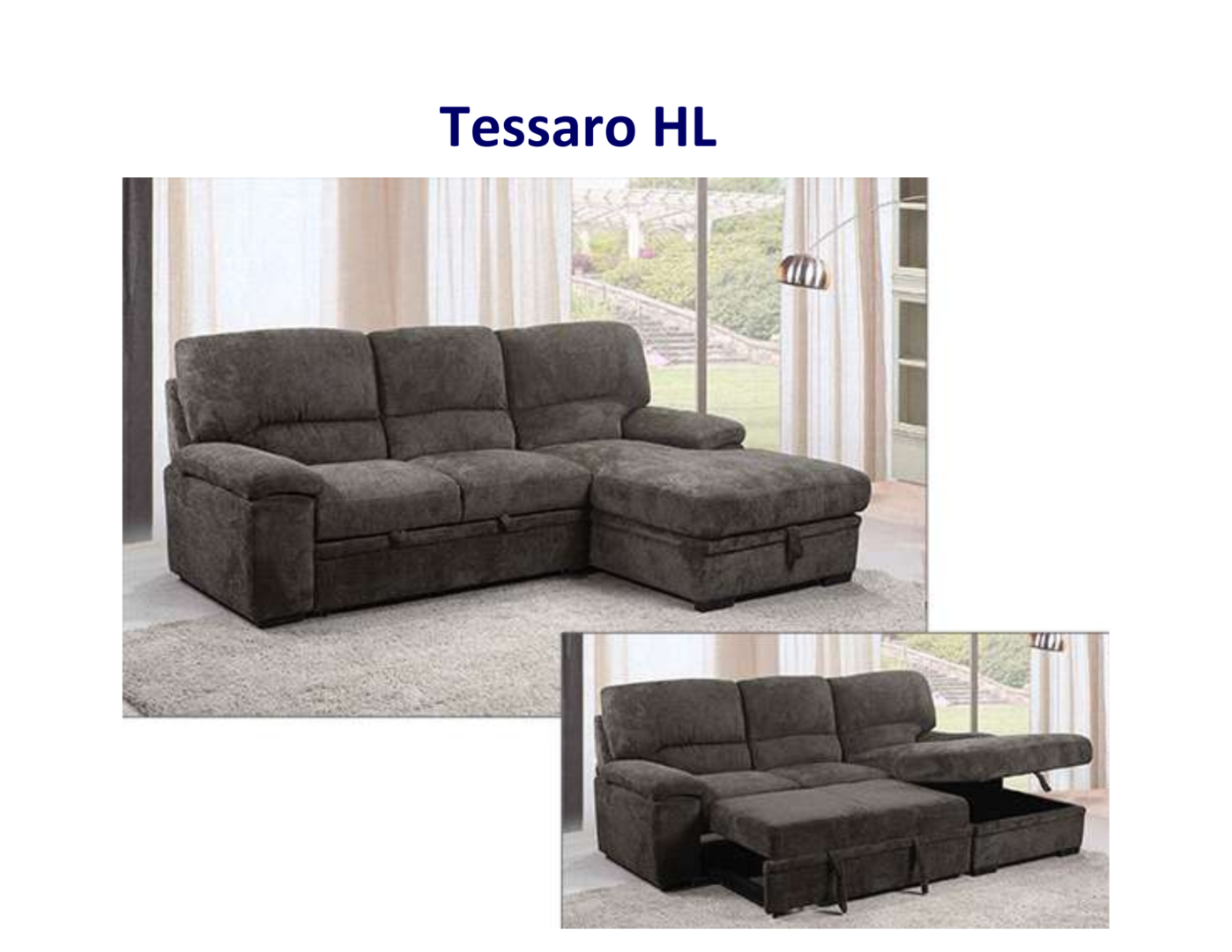 Tessaro HL gray sectional sofa bed.