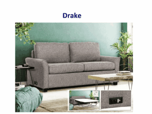 Gray Drake sofa bed with outlets.