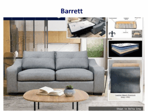 Grey Barrett sofa bed, Delta Grey.