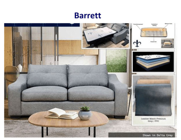 Grey Barrett sofa bed, Delta Grey.