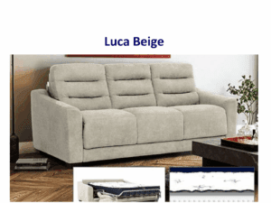 Beige Luca sofa bed, three-seater.