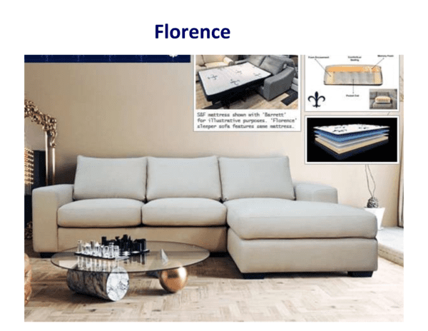 Beige sectional sofa with ottoman.