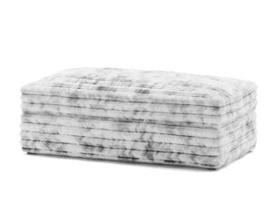 Grey faux fur rectangular ottoman.